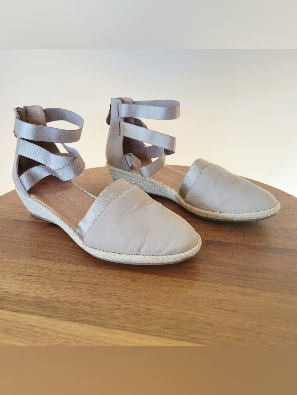 gentle souls Beige Espadrille Wedge Sandals Size 7.5